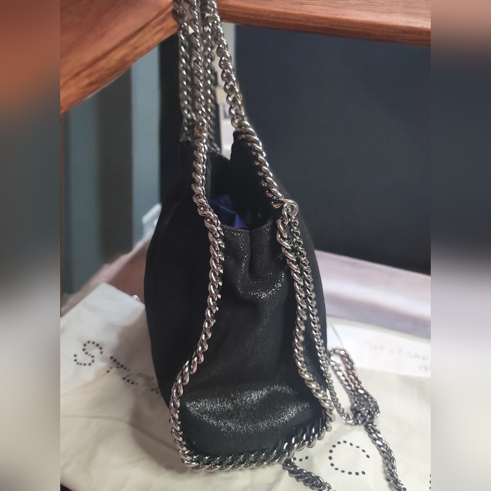 Stella McCartney Black Shaggy Deer Falabella Chain Crossbody Bag - Picture 8 of 16